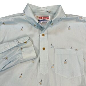 Chubbies The Nutter Light Blue Fish All Over Print Button Down Shirt Mens XL